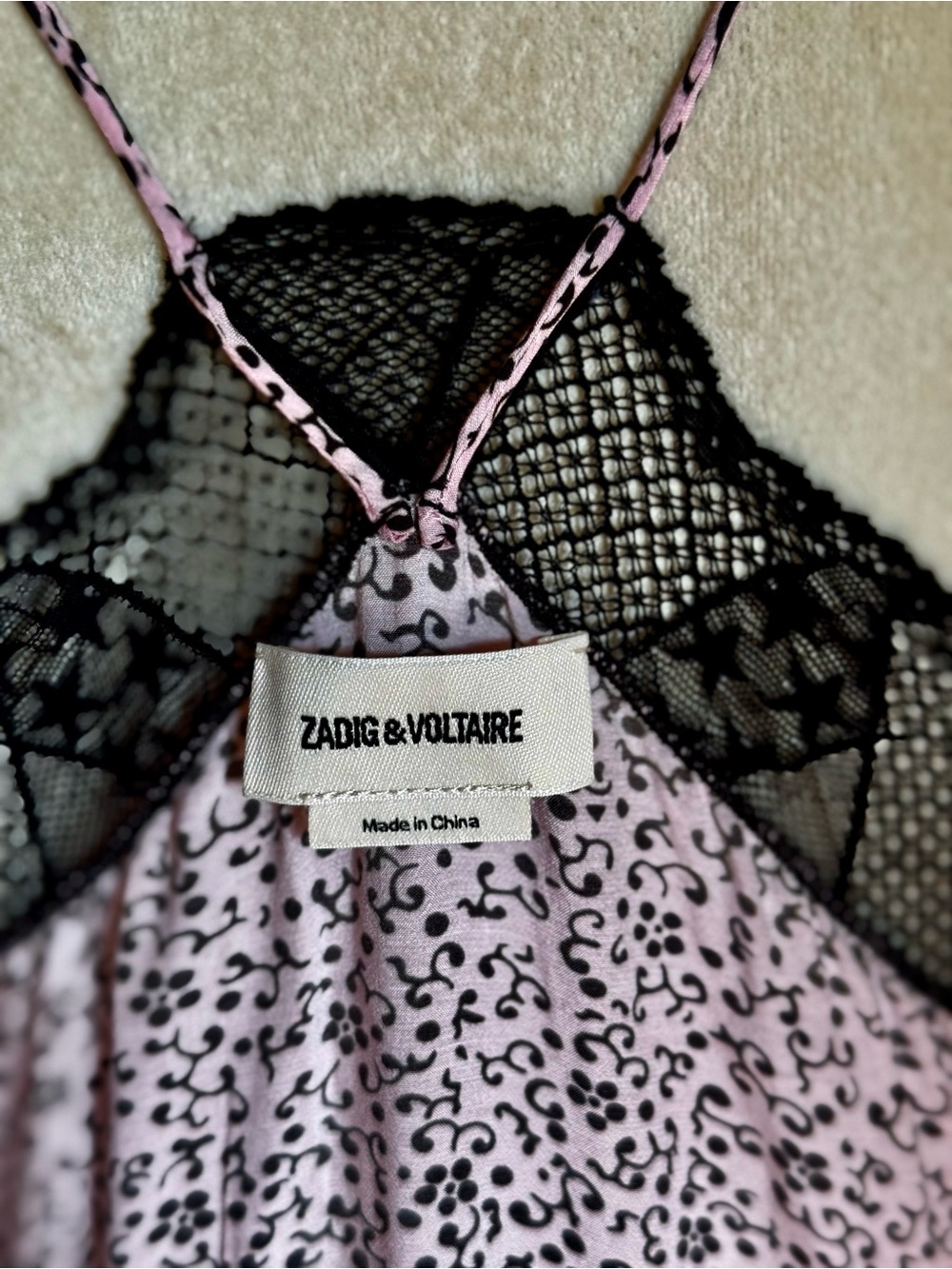 Zadig & Voltaire Women’s Risty Goa Blossom Dress with Black Lace Trim Size L - Picture 9 of 11